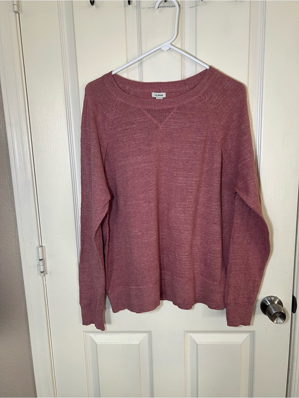 L.L.Bean 100% Organic Cotton Sweater Women’s XL Rose Washed Crewneck Pullover
